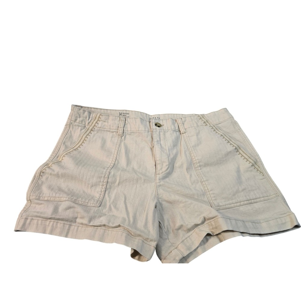 ana A New Approach Womens Khaki High Rise Utility Shorts‎ Sz 14 Tan Embroidered